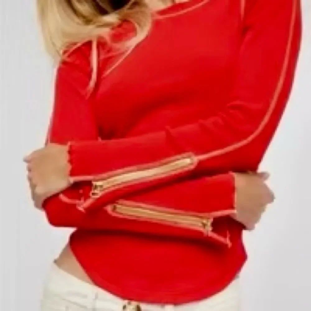 Free People Thermal Vibrant Red Long Sleeve Top
